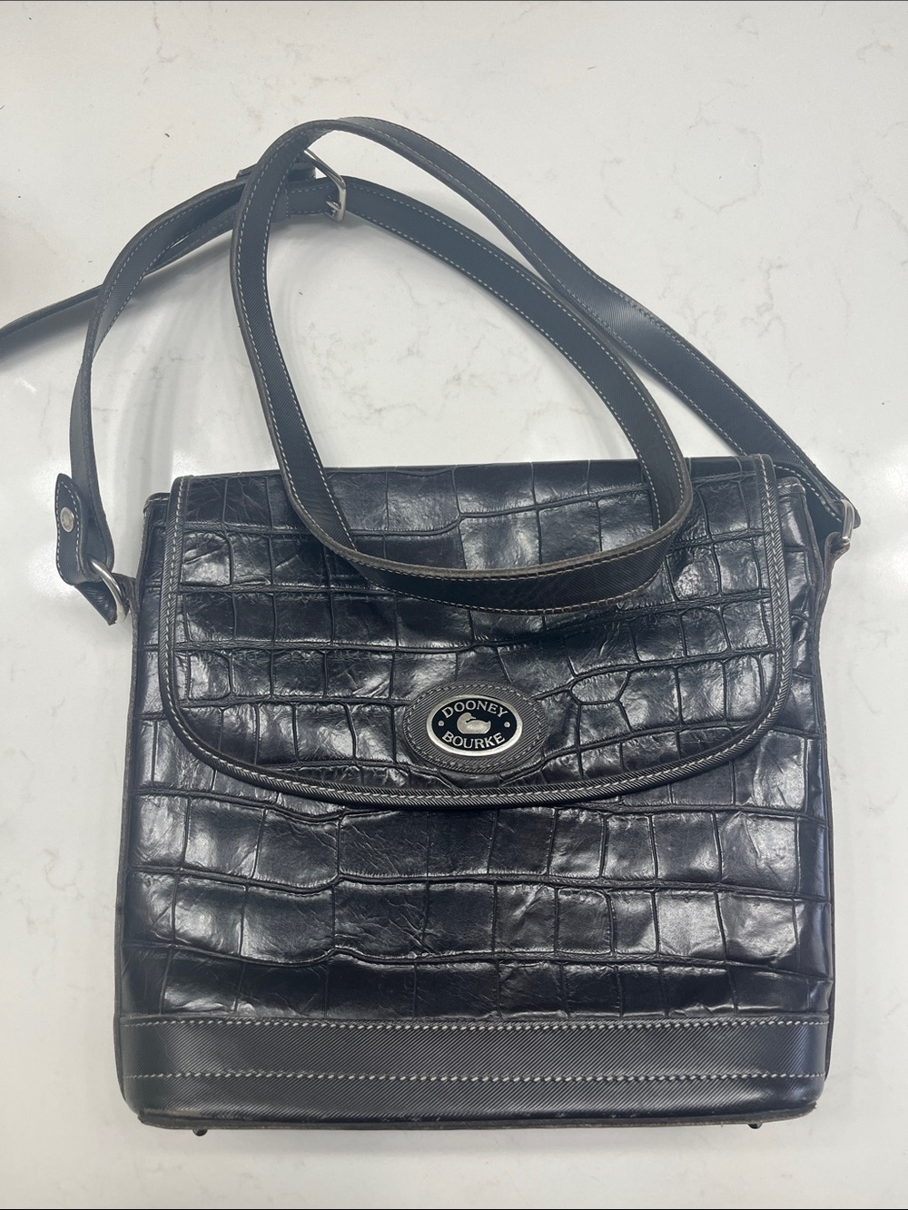 Dooney & Bourke Black Croc-Embossed Crossbody Bag